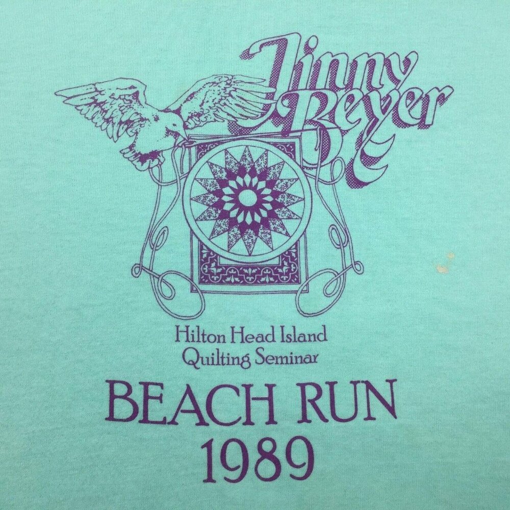 Vintage Womens 1989 Jinny Beyer Hilton Head Quilting Beach Run T-Shirt Size XL